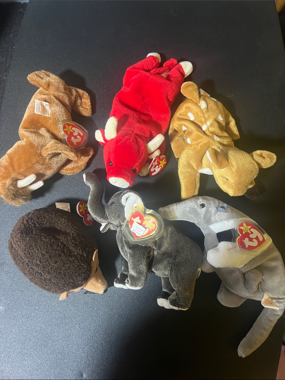 Ty Plush Animal Lot - Red, Brown, Tan, Gray, Cream (6)